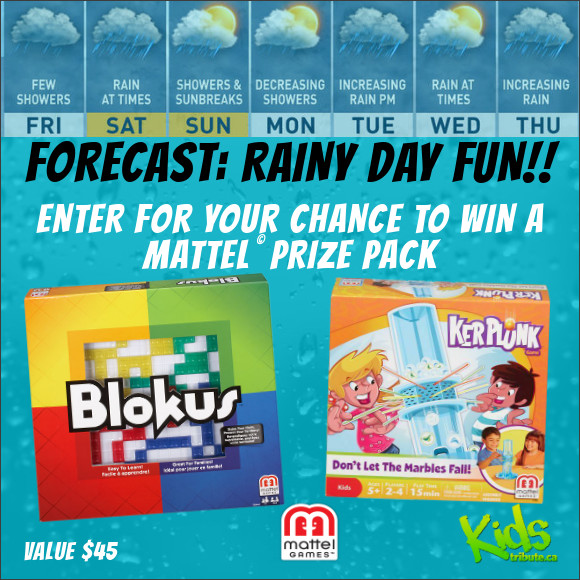 Kids Tribute Win a MATTEL Rainy Day Prize Pack of games